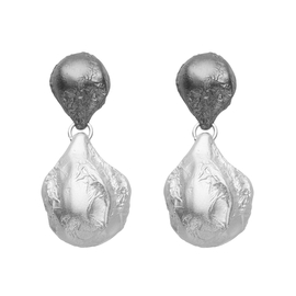 Серьги Perle двойные из серебра 925 с покрытием белым и черным родием, Цвет: серебристо-черный, фото