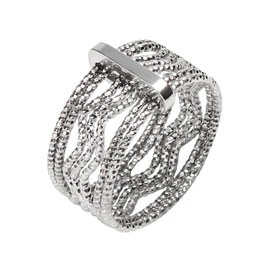 Кольцо Biois с диамантовой обработкой из серебра 925 с покрытием белым родием, фото
