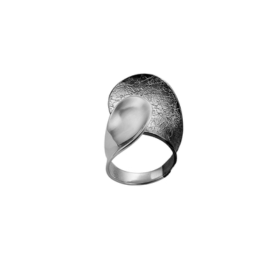 Кольцо Sabbia bagnata из серебра 925 с покрытием белым и черным родием, Цвет: серебристо-черный, фото