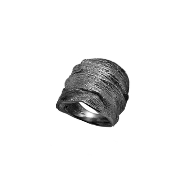 Кольцо Drappeggio из серебра 925 с покрытием черным родием, Цвет: черный, фото