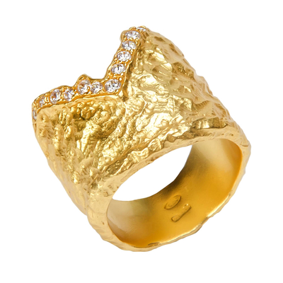 Кольцо Lisianthus из серебра 925 с покрытием желтым золотом, Цвет: золотой, фото