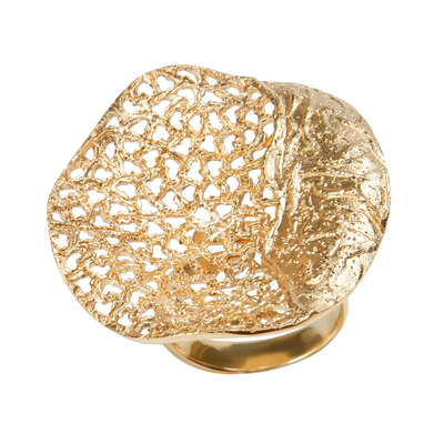 Кольцо Piatto из серебра 925 с покрытием желтым золотом, фото