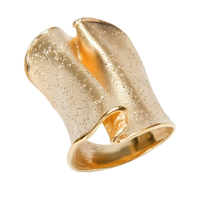 Кольцо Piega из серебра 925 с покрытием желтым золотом, фото