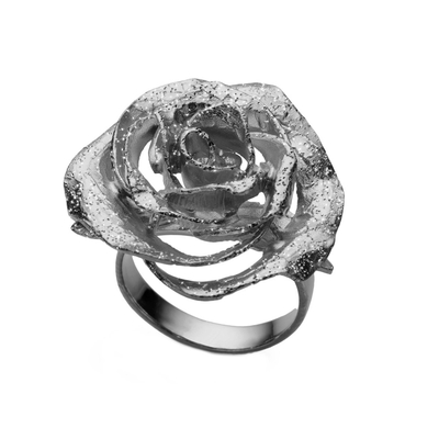 Кольцо Rosa из серебра 925 с покрытием черным родием, фото