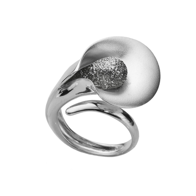 Кольцо Calla из серебра 925 с покрытием белым и черным родием, Цвет: серебристо-черный, фото
