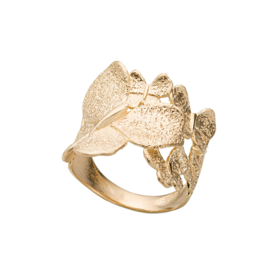 Кольцо Farfalla широкое из серебра 925 с покрытием желтым золотом, Цвет: золотой, фото