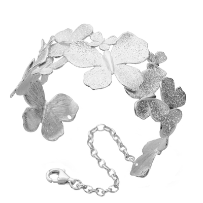 Браслет Farfalla широкий из серебра 925 с покрытием белым родием, Цвет: серебряный, фото