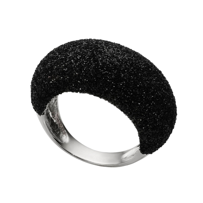 Кольцо Chiara из серебра 925 с черными пайетками и покрытием белым родием, Цвет: черный, Размер: 19, фото