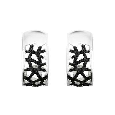 Серьги Dino из серебра 925 с черными пайетками и покрытием белым родием, Цвет: черный, фото