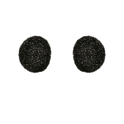 Серьги пусеты Italo маленькие из серебра 925 с черными пайетками и покрытием белым родием, Цвет: черный, фото