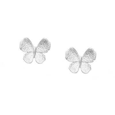 Серьги пусеты Farfalla из серебра 925 с покрытием белым родием, Цвет: серебряный, фото