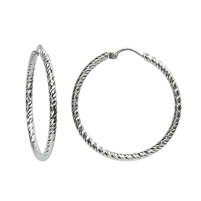Серьги кольца Luce из серебра 925 с покрытием белым родием, фото