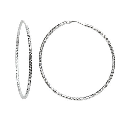 Серьги кольца Luce большие из серебра 925 с покрытием белым родием, фото
