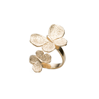 Кольцо Farfalla двойное из серебра 925 с покрытием желтым золотом, Цвет: золотой, фото