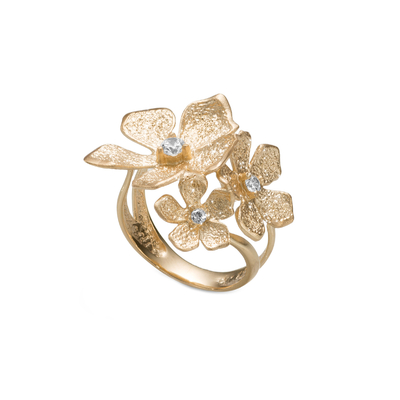 Кольцо Bloom большое из серебра 925 с покрытием желтым золотом, Цвет: золотой, фото