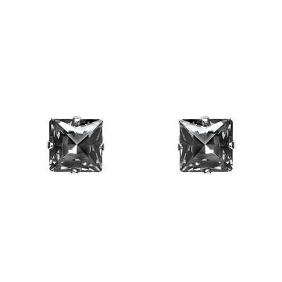 Серьги пусеты Matteo из латуни с черными кристаллами и покрытием белым родием, Цвет: черный, фото