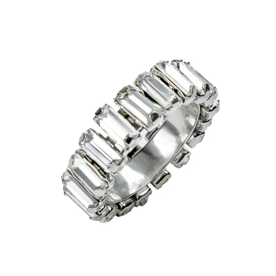Кольцо Via bianco из латуни с кристаллами и покрытием белым родием, Цвет: серебряный, фото