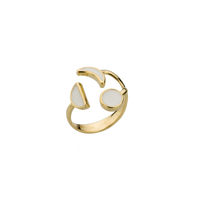 Кольцо Cosmo из серебра 925 с белой эмалью и покрытием желтым золотом, Цвет: белый, фото