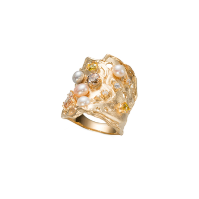 Кольцо Galaxy из серебра 925 с покрытием желтым золотом, Цвет: золотой, фото