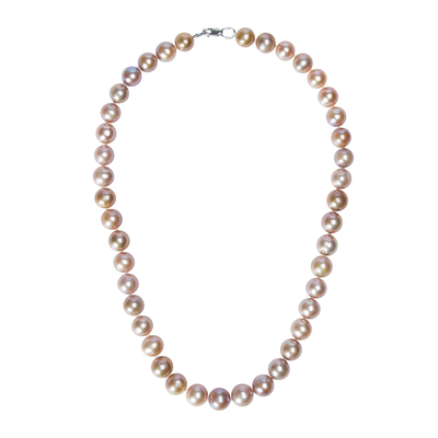 Колье Elegance из серебра 925 с серо-розовым жемчугом и покрытием белым родием, фото