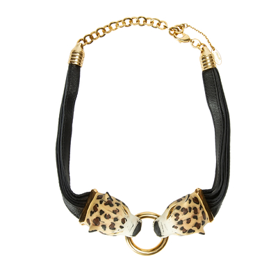 Колье Leopardo из латуни с кожей и покрытием желтым золотом, фото