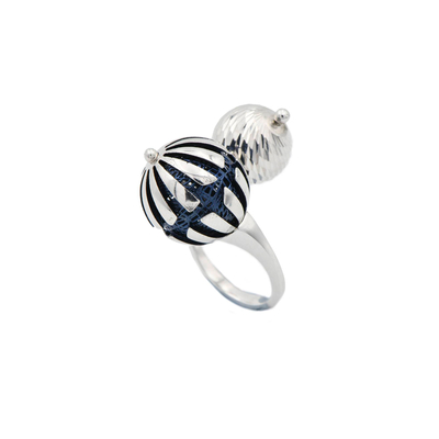 Кольцо Vieste из серебра 925 с покрытием белым и синим родием, фото