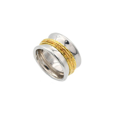 Кольцо Nunziata из серебра 925 с покрытием желтым золотом и белым родием, фото