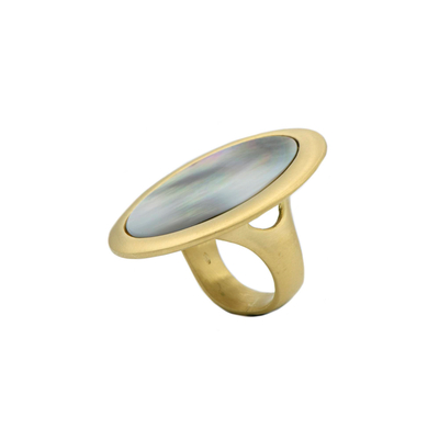 Кольцо Madreperla из серебра 925 с перламутром и покрытием желтым золотом, Цвет: золотой, фото