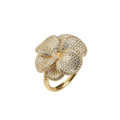 Кольцо Flora из серебра 925 с покрытием желтым золотом, фото