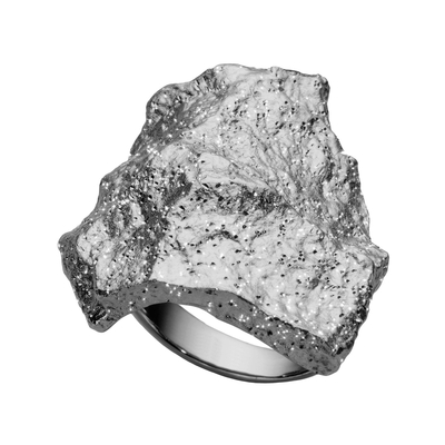 Кольцо Sasso grande из серебра 925 с покрытием черным родием, Цвет: черный, фото