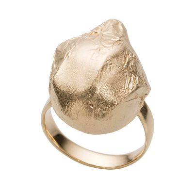 Кольцо Perla grande из серебра 925 с покрытием желтым золотом, Цвет: золотой, фото