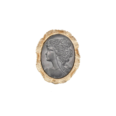 Брошь Cameo grande из серебра 925 с покрытием черным родием и желтым золотом, фото