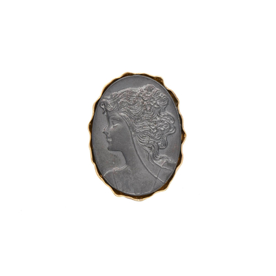 Брошь Cameo из серебра 925 с покрытием черным родием и желтым золотом, фото