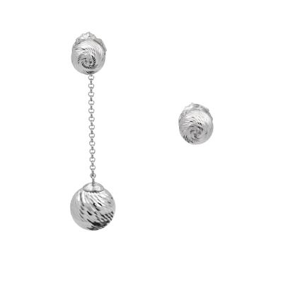 Серьги Disco асимметричные из серебра 925 с покрытием белым родием, Цвет: серебряный, фото