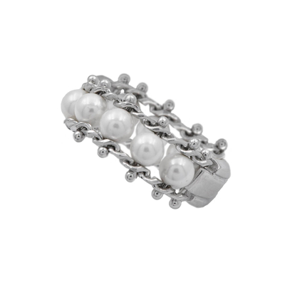 Кольцо Bice из серебра 925 с жемчугом покрытием белым родием, фото