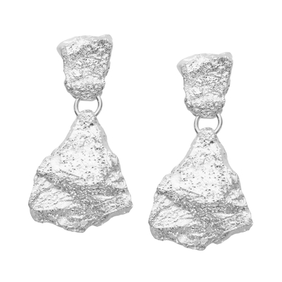 Серьги Sassi подвесные на пусете из серебра 925 с покрытием белым родием, Цвет: серебряный, фото