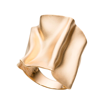 Кольцо Tessuto sattinato из серебра 925 с покрытием желтым золотом, фото
