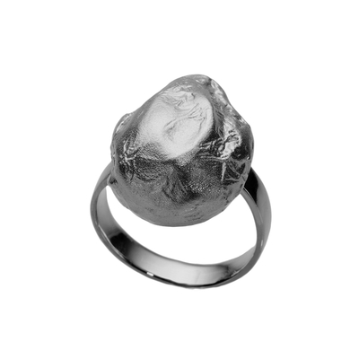 Кольцо Perla из серебра 925 с покрытием черным родием, Цвет: черный, фото