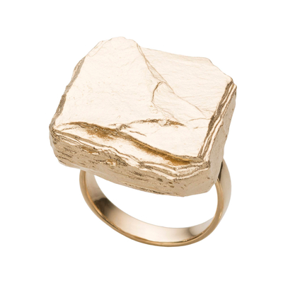 Кольцо Scoglio quadrato из серебра 925 с покрытием желтым золотом, Цвет: золотой, фото