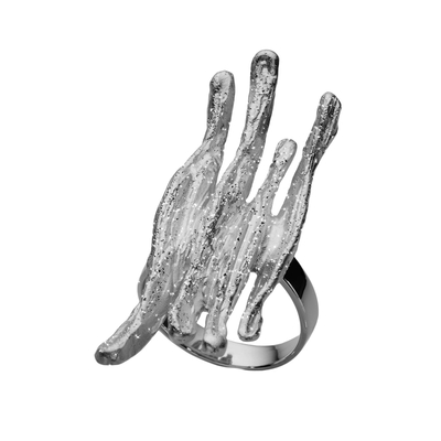 Кольцо Prato из серебра 925 с покрытием черным родием, Цвет: черный, фото