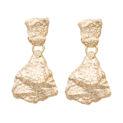 Серьги Sassi подвесные на пусете из серебра 925 с покрытием желтым золотом, Цвет: золотой, фото