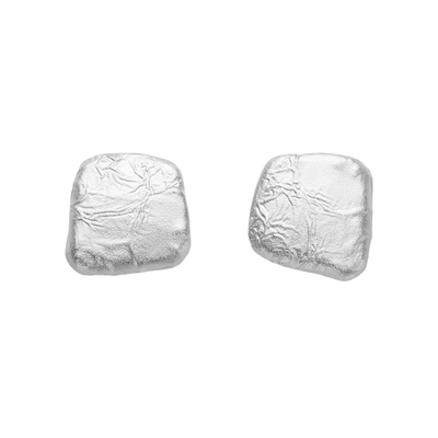 Серьги пусеты Stoffa матовые из серебра 925 с покрытием белым родием, Цвет: серебряный, фото