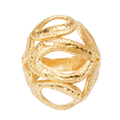 Кольцо Fisca из серебра 925 с покрытием желтым золотом, фото