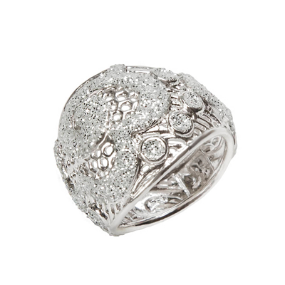 Кольцо Lustrini из серебра 925 с пайетками и покрытием белым родием, фото