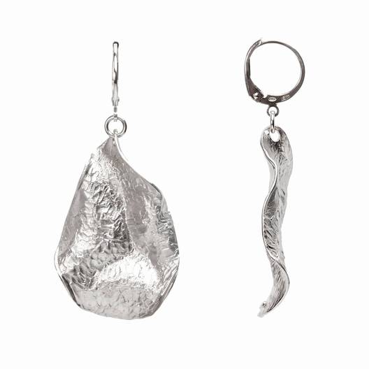 Серьги Капелька из серебра 925 с покрытием белым родием, фотография — Stile.me