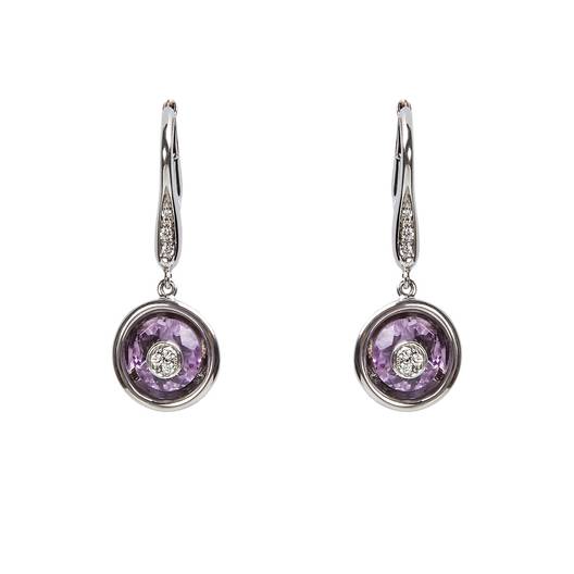 Серьги Сфарцо из золота 750 с аметистом и бриллиантами, фотография — Stile.me