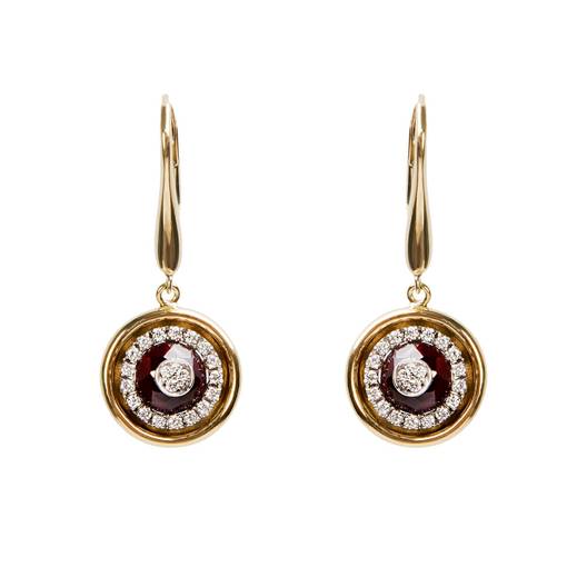 Серьги Чикко из золота 750 с гранатом и бриллиантами, фотография — Stile.me