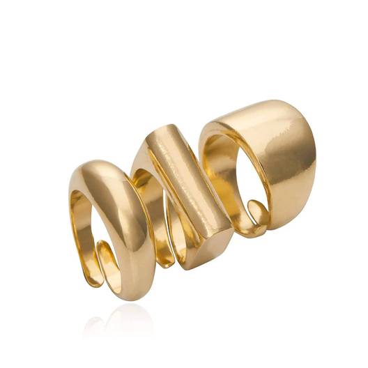 Сет из 3-ех колец Армо из бронзы с покрытием желтым золотом, фотография — Stile.me