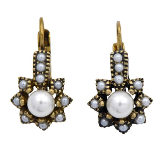 Серьги Риттана из бронзы и латуни с жемчугом, фотография — Stile.me