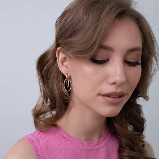 Серьги Фелла из серебра 925 с покрытием желтым золотом и белым родием, фотография, изображение № 5 — Stile.me